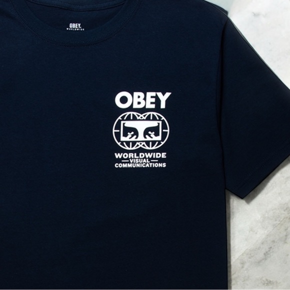 Obey Worldwide Visual Communications Navy T-Shirt | Men’s XL - Picture 2 of 3